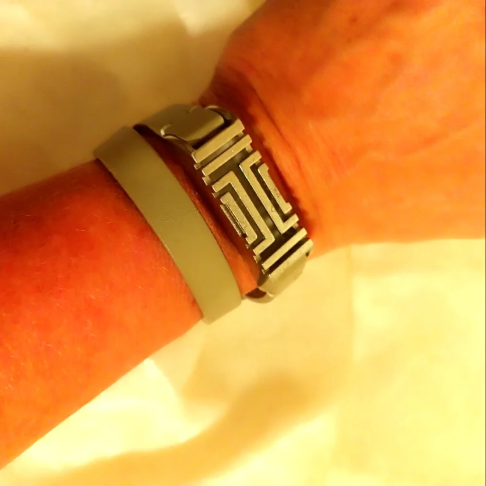Tory Burch gray rubber Fitbit cover double strand